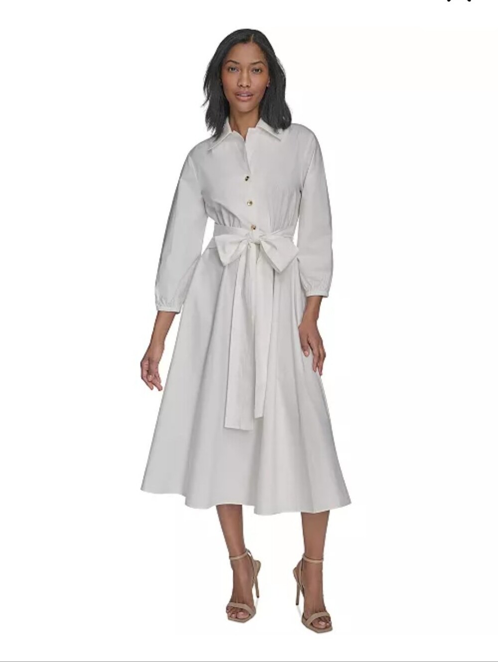 Halston NWT White Belted Shirt Maxi Dress Size 6 $149 Quiet Luxury